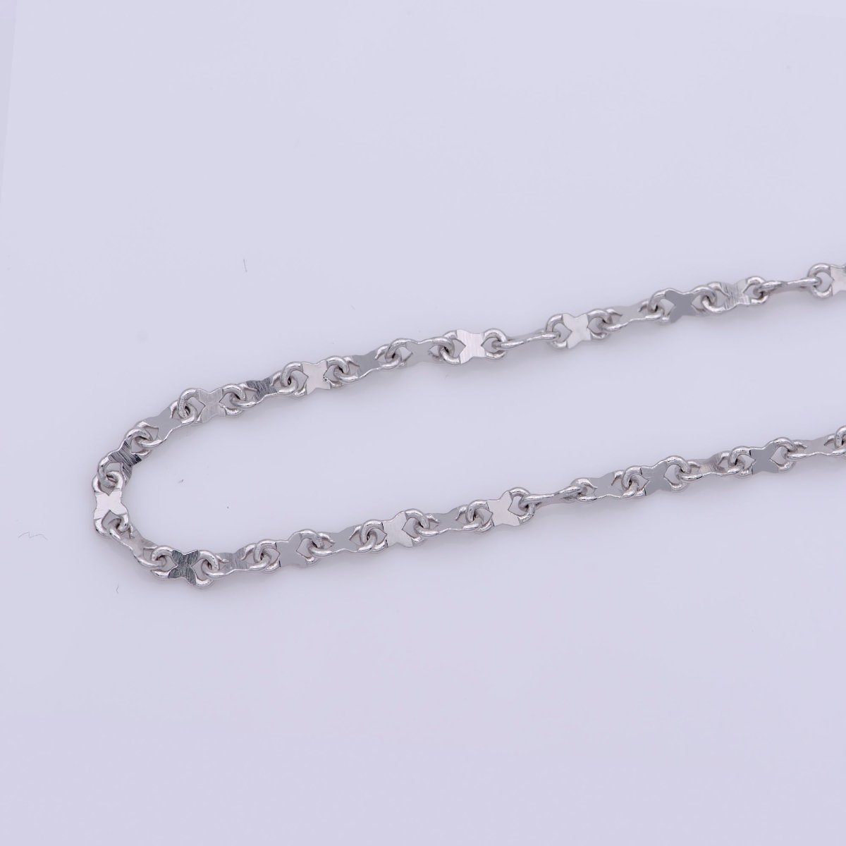 White Gold plated 2.5mm Figure 8 Infinity Silver 20 Inch Layering Chain Necklace | WA-238 Clearance Pricing - DLUXCA