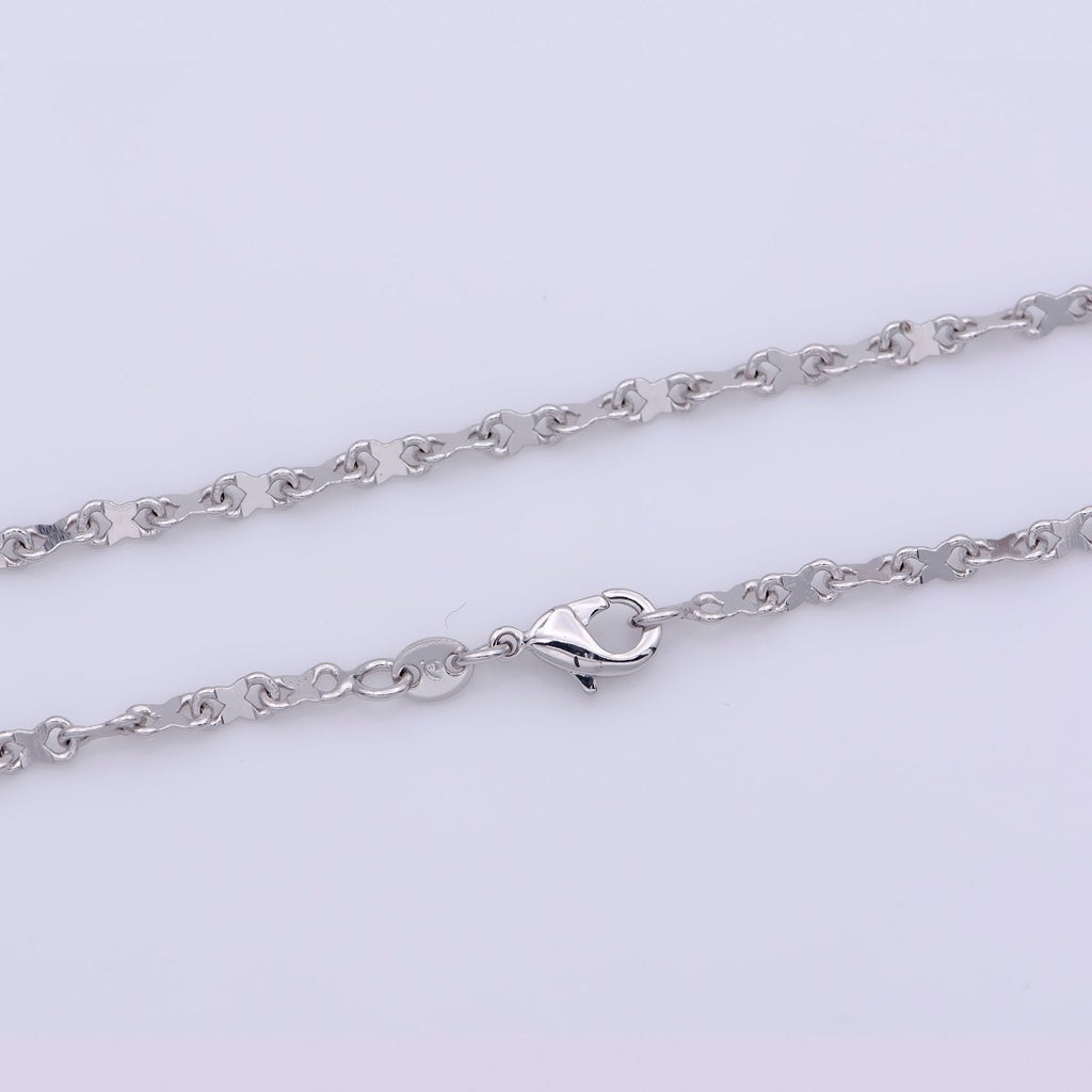 White Gold plated 2.5mm Figure 8 Infinity Silver 20 Inch Layering Chain Necklace | WA-238 Clearance Pricing - DLUXCA