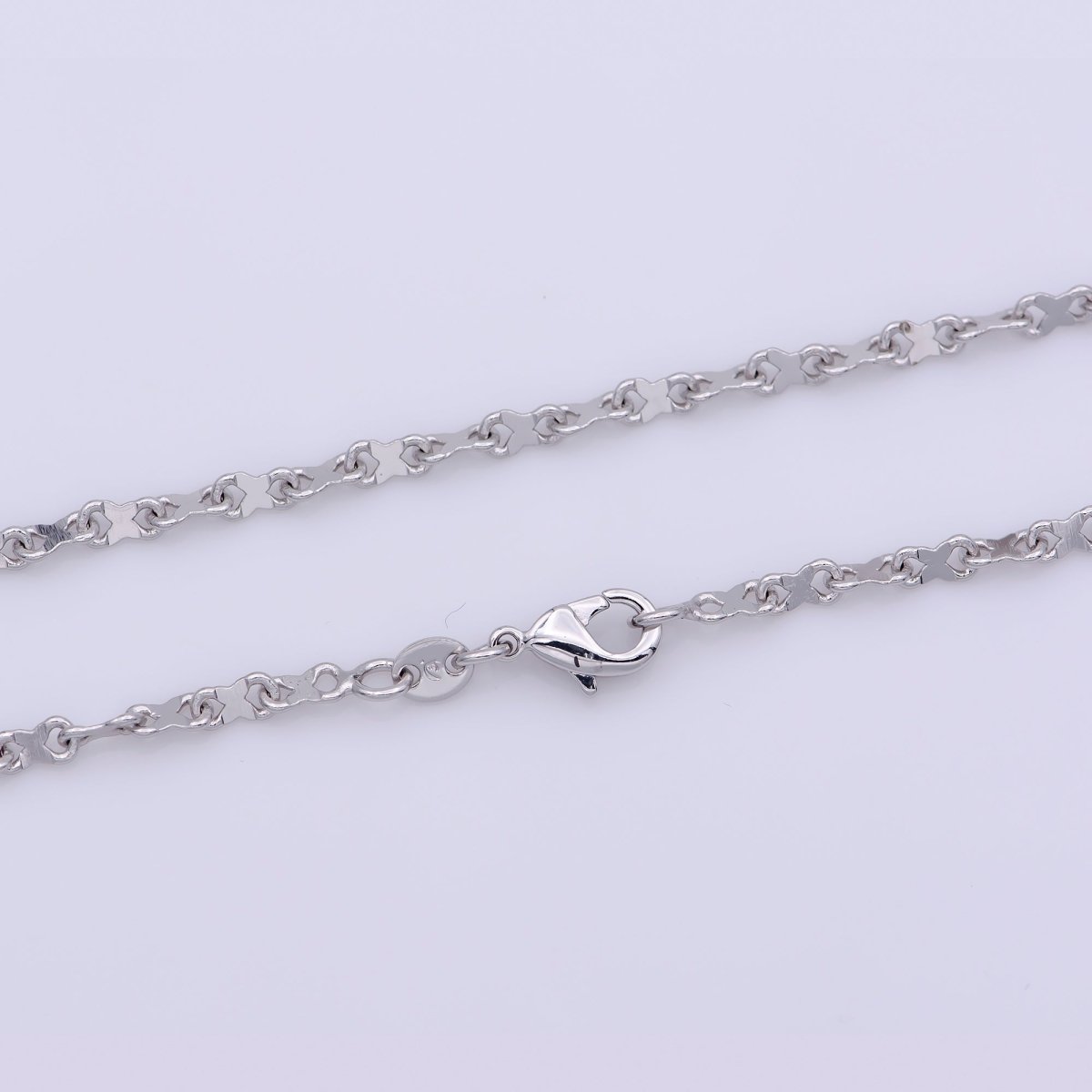 White Gold plated 2.5mm Figure 8 Infinity Silver 20 Inch Layering Chain Necklace | WA-238 Clearance Pricing - DLUXCA