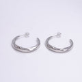 White Gold plated 30mm Twisted C Shaped Geometric Hoop Earrings | P-115 - DLUXCA