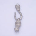 White Gold plated 40mm Snake Hook Micro Paved CZ Connector | G281 - DLUXCA