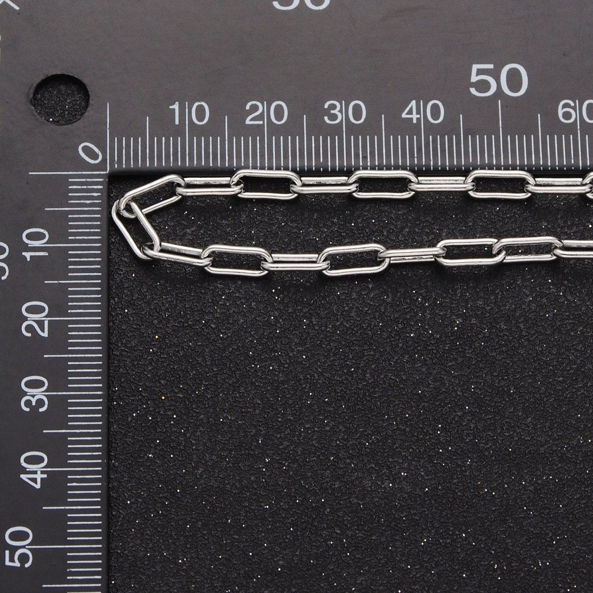 White Gold plated 4mm Paperclip Unfinished Chain For Jewelry Making | ROLL-853 Clearance Pricing - DLUXCA