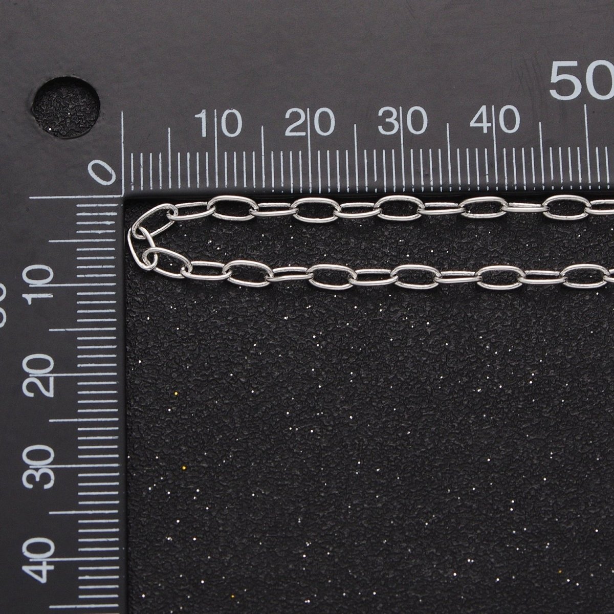 White Gold plated 5.5mmx3mm Paperclip Silver Bulk Unfinished Chain For DIY Jewelry Making | ROLL-854 Clearance Pricing - DLUXCA