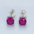 White Gold plated 6mm Round Birthstone CZ Stud Earrings | AB1214 - AB1221