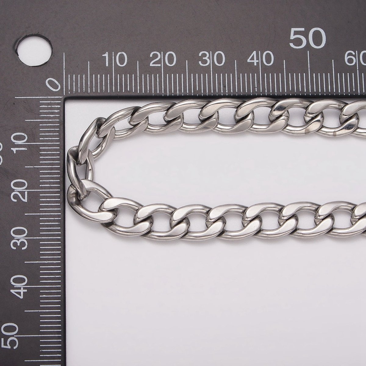 White Gold plated 7.5mm Cuban Concave Flat Curb Unfinished Chain For Jewelry Making | ROLL-1489 - DLUXCA