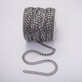 White Gold plated 7.5mm Cuban Concave Flat Curb Unfinished Chain For Jewelry Making | ROLL-1489 - DLUXCA