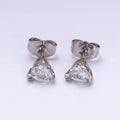 White Gold plated 7mm Clear Heart CZ Stud Earrings | AD1316 - DLUXCA
