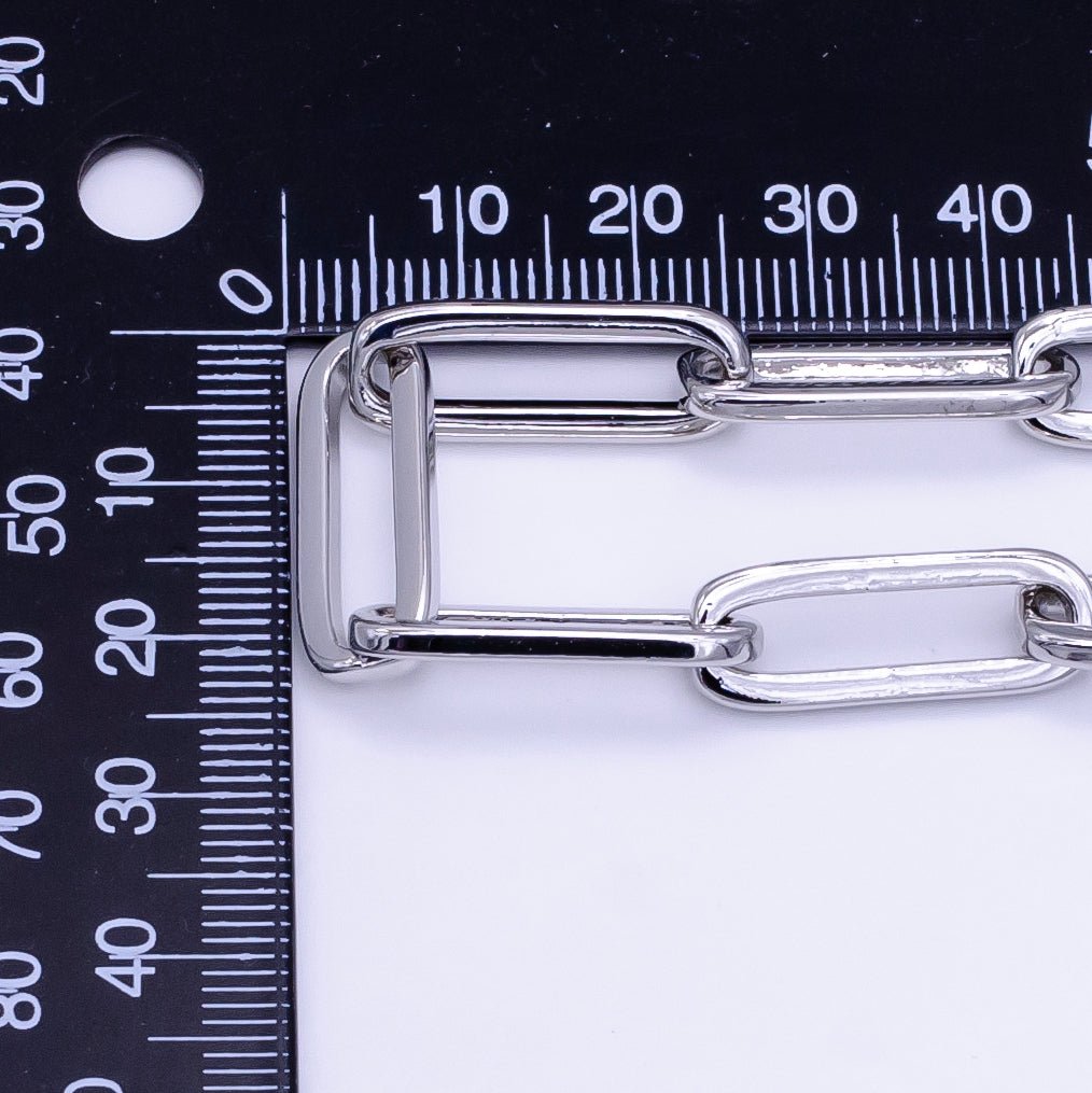White Gold plated 8mm Minimalist Paperclip Chain by Yard | Roll-1516 - DLUXCA