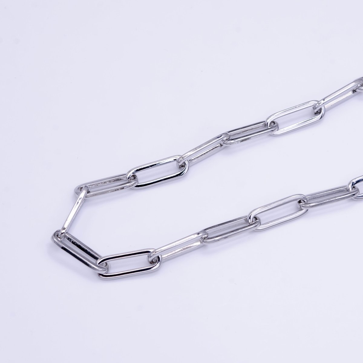 White Gold plated 8mm Minimalist Paperclip Chain by Yard | Roll-1516 - DLUXCA