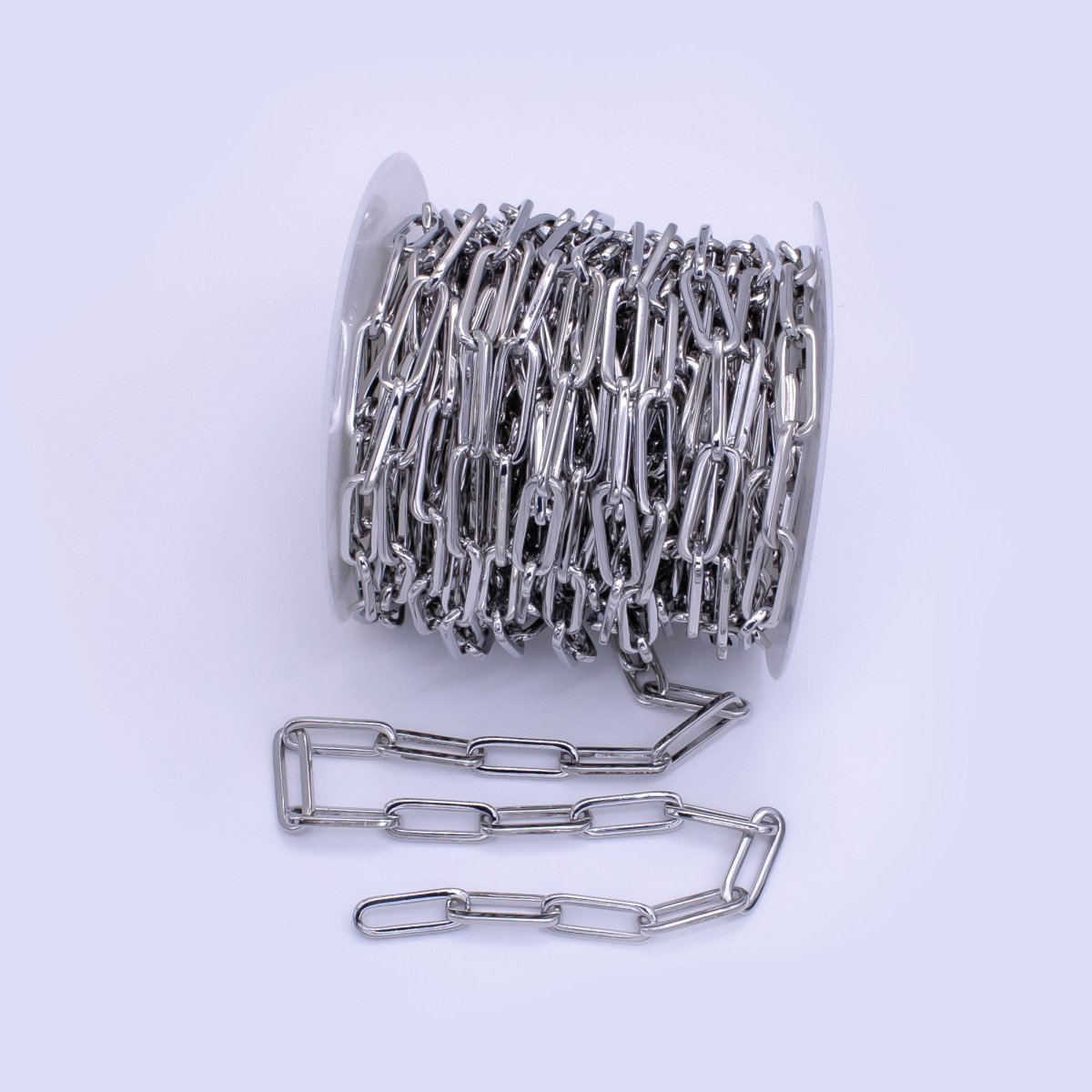 White Gold plated 8mm Minimalist Paperclip Chain by Yard | Roll-1516 - DLUXCA