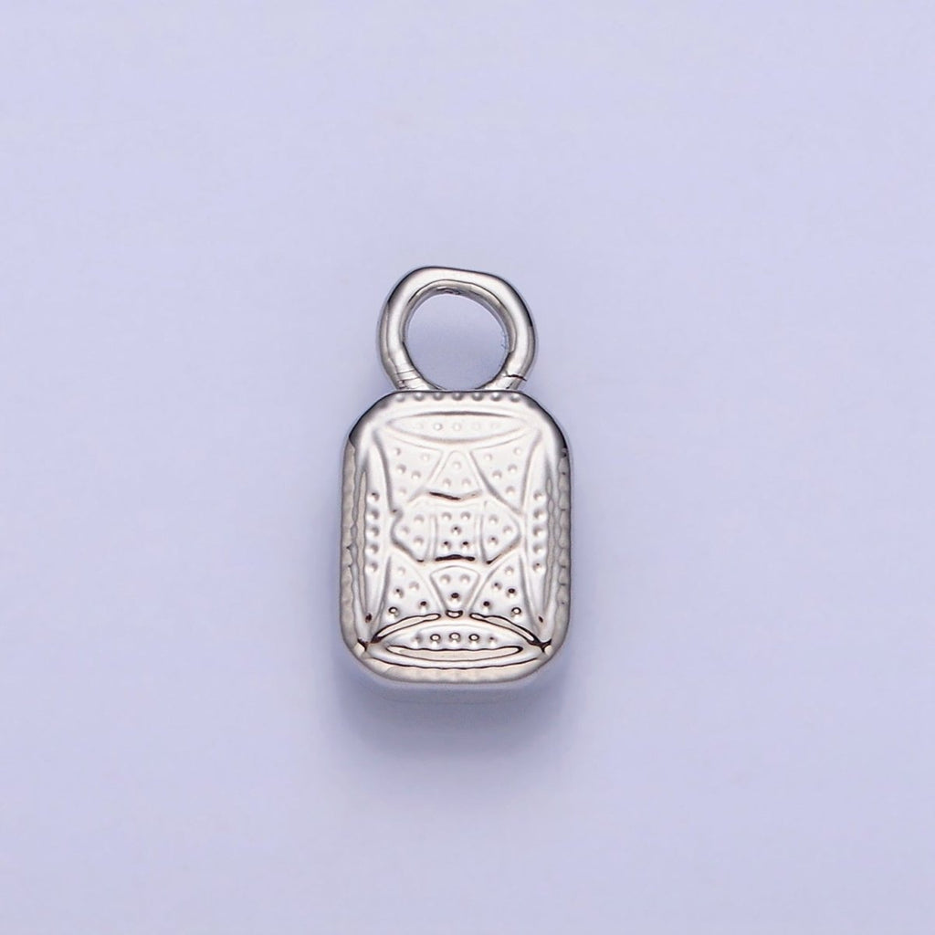 White Gold plated Baguette Multifaceted Natural Gemstone Personalized Add-On Silver Charm | AC1400 - AC1410