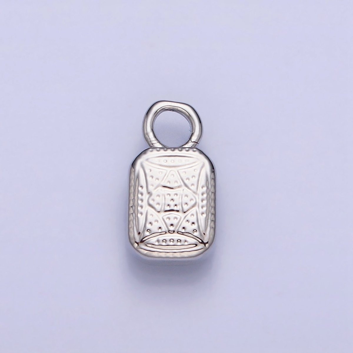White Gold plated Baguette Multifaceted Natural Gemstone Personalized Add-On Silver Charm | AC1400 - AC1410