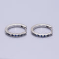 White Gold plated Blue, Fuchsia Micro Paved CZ 17mm Silver Huggie Earrings | AB012 AB014