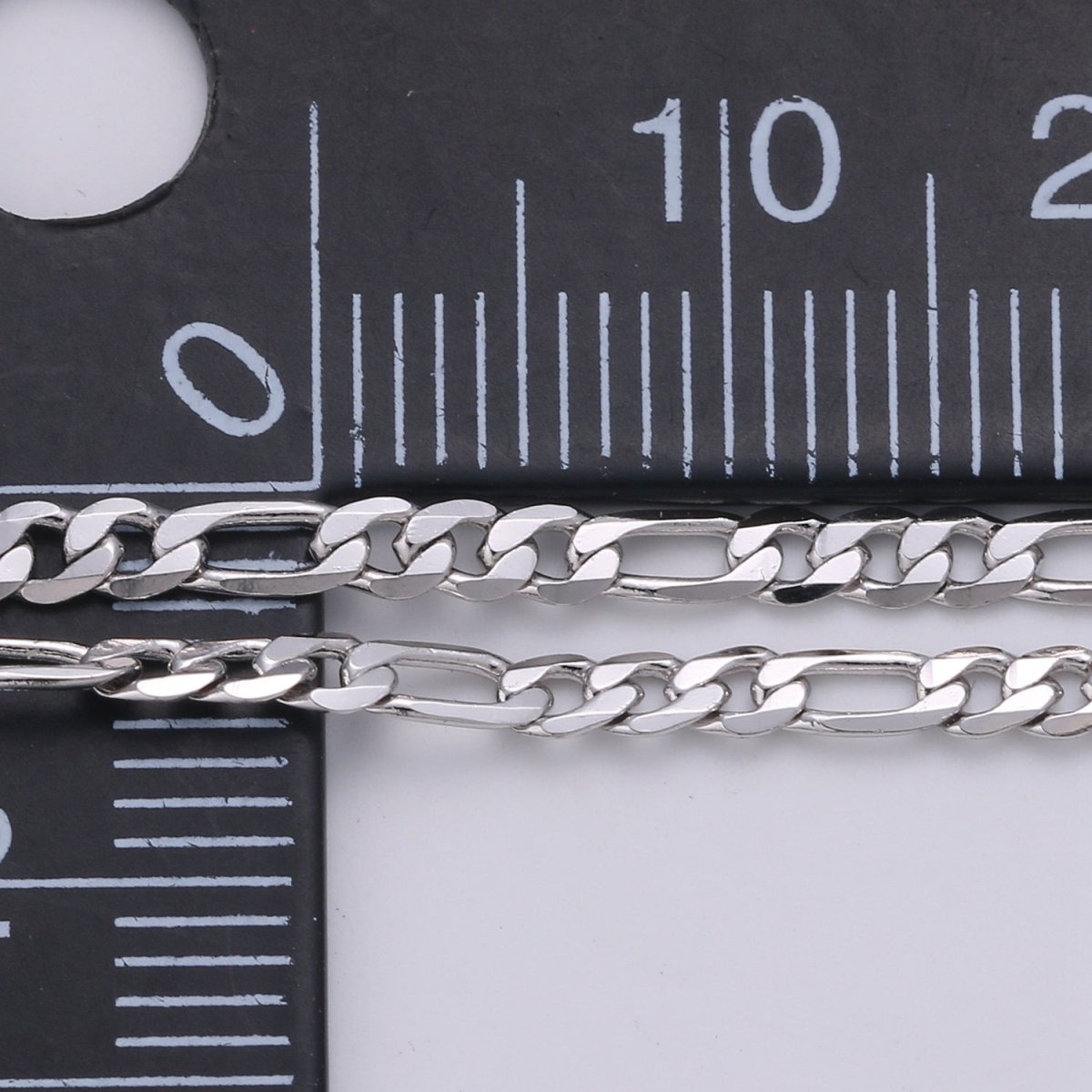 White Gold plated Chain Necklace, 17.7", 17.8", 19.6" Figaro Chains, 3.2mm, 3.3mm, 4.5mm Figaro Necklace w/ Lobster Clasps | CN-946, CN-947, CN-948  Clearance Pricing