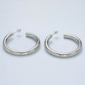 White Gold plated Chunky Minimalist Silver Tube Hoop Earrings | AD - 639 - DLUXCA
