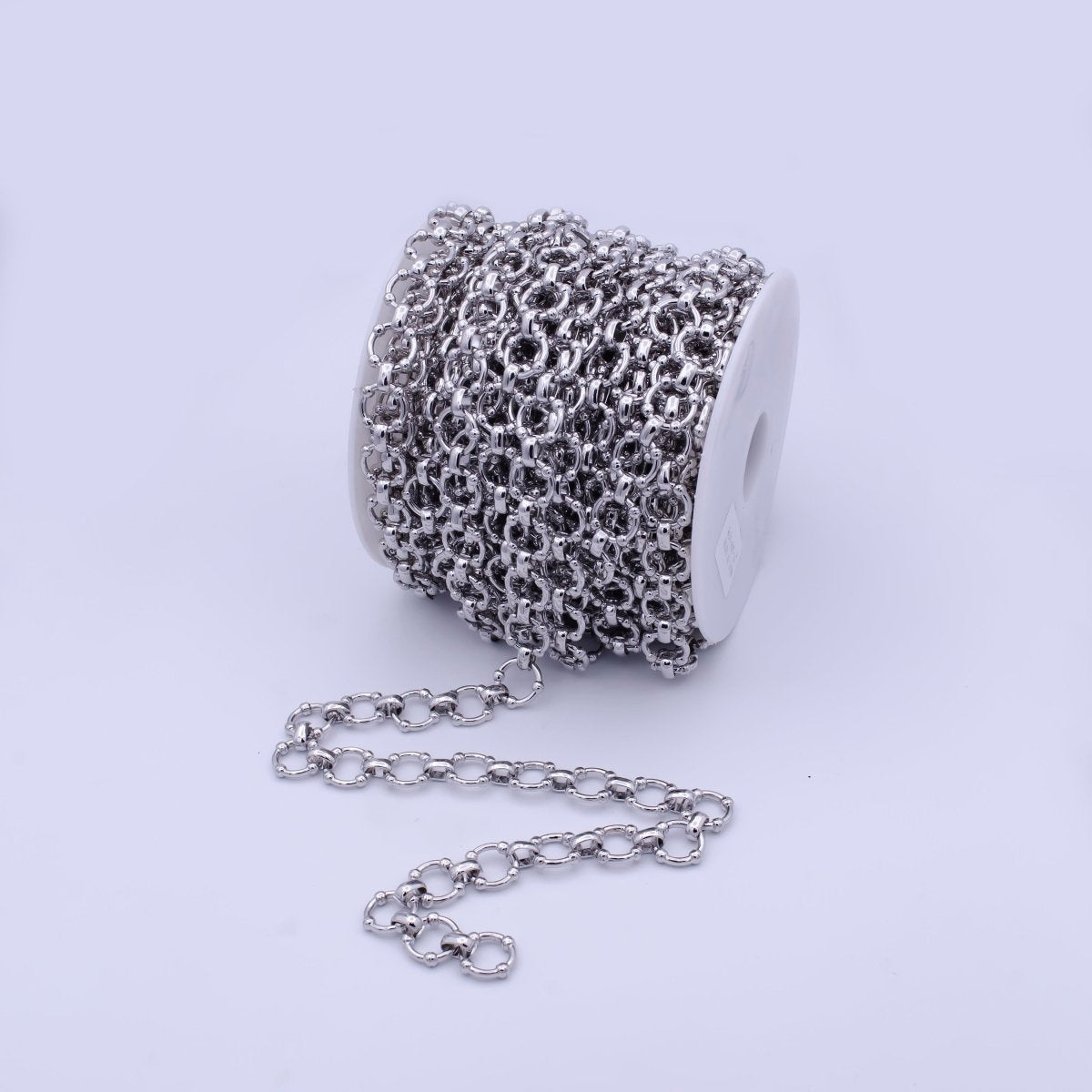White Gold plated Chunky Silver Cable Chain for Statement Jewelry Layer Necklace Chain by Yard | ROLL-802 Clearance Pricing - DLUXCA