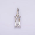 White Gold plated Clear Baguette CZ Bezel Bail Pendant | AA1125 - DLUXCA