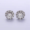 White Gold plated Clear CZ Round Stud Earrings | Q165 - DLUXCA