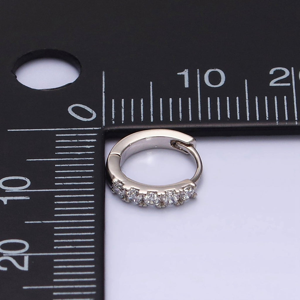 White Gold plated Clear Micro Paved CZ 10mm Cartilage Huggie Earrings | AD1543 - DLUXCA