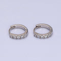 White Gold plated Clear Micro Paved CZ 10mm Cartilage Huggie Earrings | AD1543 - DLUXCA
