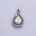 White Gold plated Clear Teardrop Micro Paved CZ Pendant | AA031 - DLUXCA