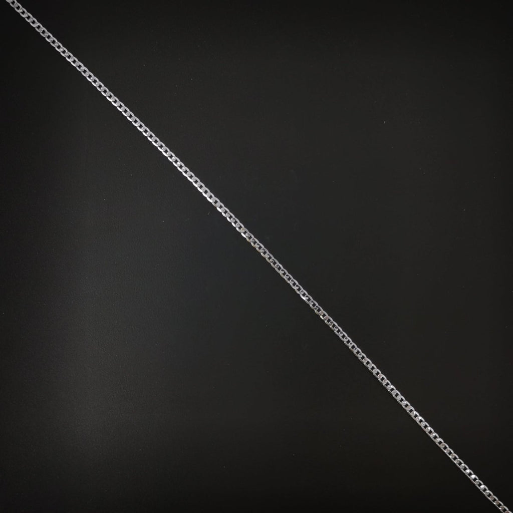 White Gold plated Curb Chain Necklace, 17.7 inch Curb Finished Chain For Jewelry Making, Dainty 2.5mm Curb Necklace w/ Lobster Clasps | CN-956 Clearance Pricing - DLUXCA