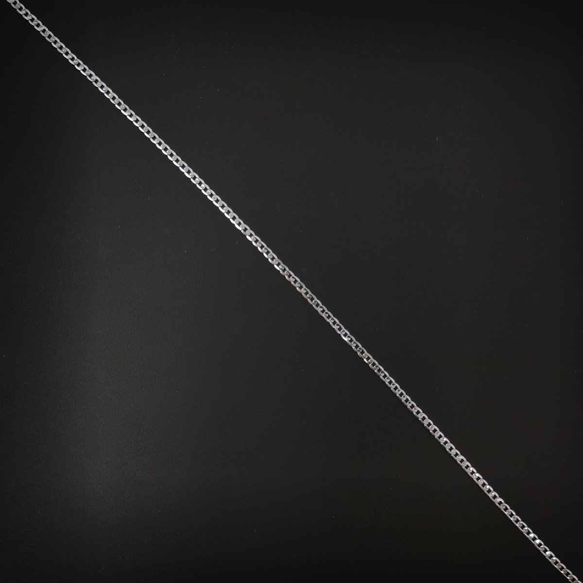 White Gold plated Curb Chain Necklace, 17.7 inch Curb Finished Chain For Jewelry Making, Dainty 2.5mm Curb Necklace w/ Lobster Clasps | CN-956 Clearance Pricing - DLUXCA