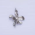 White Gold plated CZ Foil Flower Charm | C225 - DLUXCA