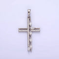 White Gold plated CZ Marquise Micro Paved Open Cross Religious Pendant | AA1127 - DLUXCA