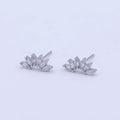 White Gold plated Dainty Silver Marquise Cluster Dainty Stud Earrings | Y-272 - DLUXCA