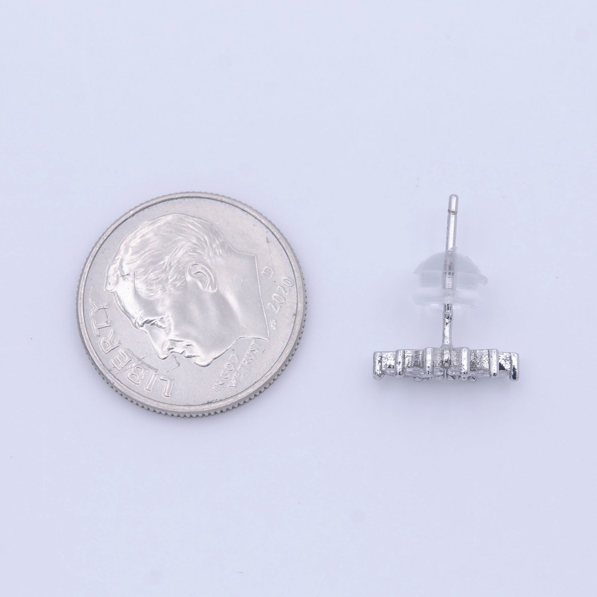 White Gold plated Dainty Silver Marquise Cluster Dainty Stud Earrings | Y-272 - DLUXCA