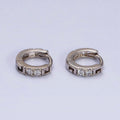 White Gold plated Double Two Clear CZ Lined 10mm Cartilage Huggie Earrings | AD1450 - DLUXCA