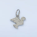White Gold plated Dove Bird Micro Paved CZ Silhouette Charm | AG860 - DLUXCA