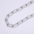 White Gold plated Ellipse PAPERCLIP Chain Sold By Yard, Gold plated Ellipse Link Chain, Unfinished Chain For Jewelry Making | ROLL-381 Clearance Pricing - DLUXCA