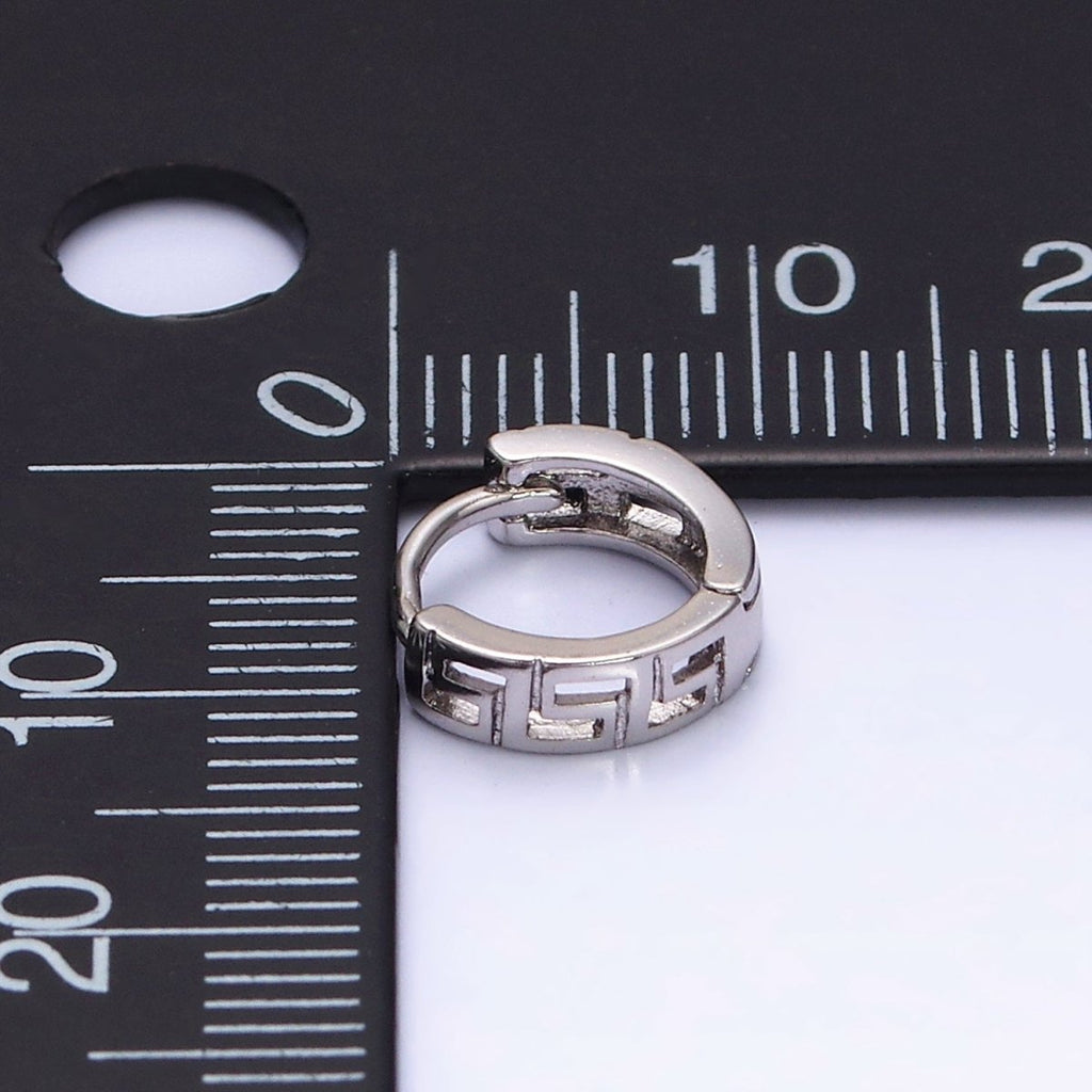 White Gold plated Geometric Band 10mm Cartilage Huggie Earrings | AD1371 - DLUXCA