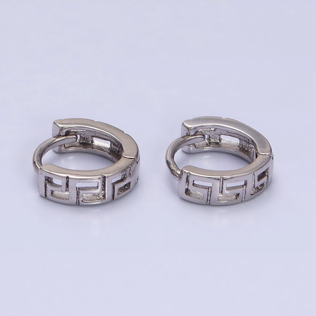 White Gold plated Geometric Band 10mm Cartilage Huggie Earrings | AD1371 - DLUXCA