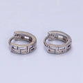 White Gold plated Geometric Band 10mm Cartilage Huggie Earrings | AD1371 - DLUXCA