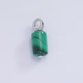 White Gold plated Malachite Cylinder Tube Charm | W521 - DLUXCA