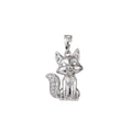 White Gold plated Micro Pave CZ Cute Fox Pendant Charm, Fox Pendant Charm, White Gold Fox Pendant, For DIY Jewelry I-488 - DLUXCA