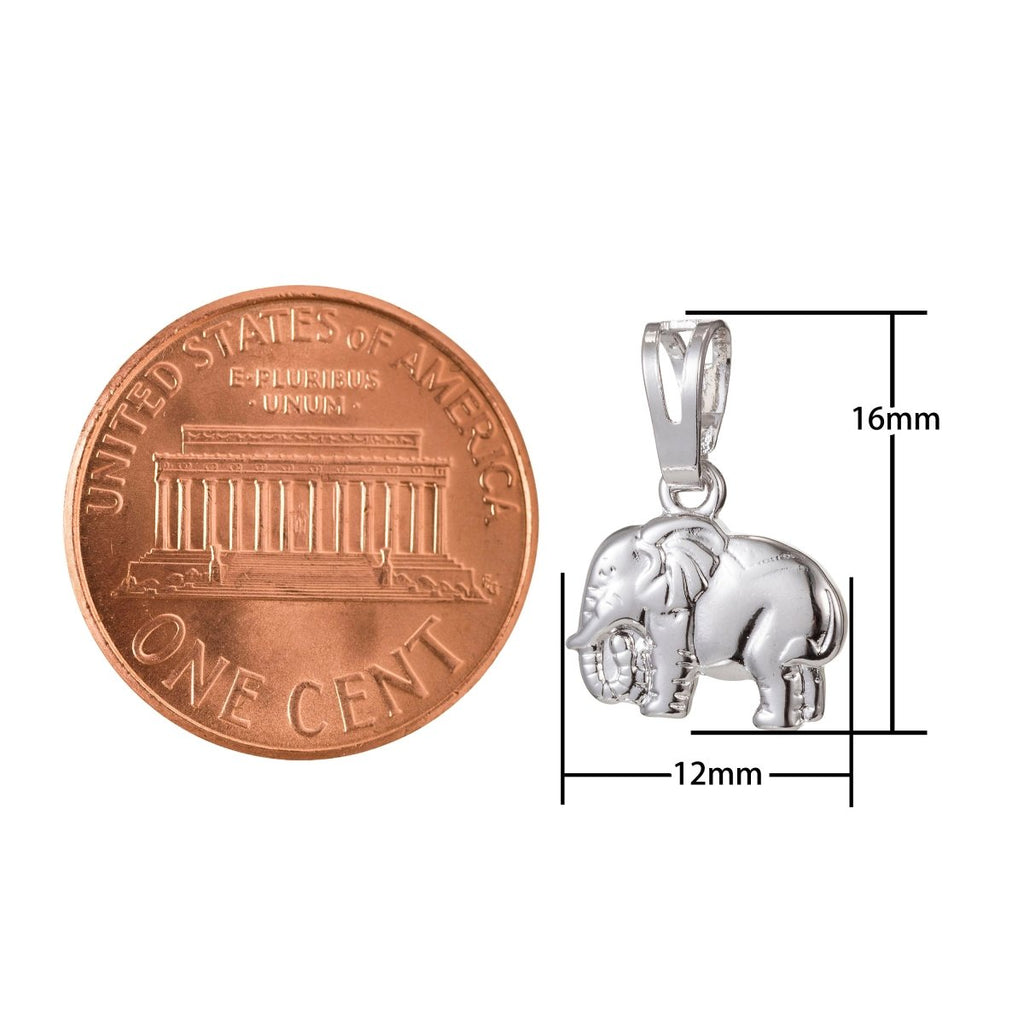 White Gold plated Micro Pave CZ Elephant Pendant Charm, Elephant Pendant Charm, White Gold Elephant Pendant, For DIY Jewelry I-492 - DLUXCA