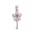 White Gold plated Micro Pave CZ Flower Key Pendant Charm, Micro Pave CZ Key Pendant Charm, White Gold Key Pendant, For DIY Jewelry I-607 - DLUXCA