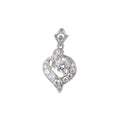 White Gold plated Micro Pave CZ Heart Pendant Charm, Geometric Micro Pave CZ Pendant Charm, White Gold plated Pendant, For DIY Jewelry I-479 - DLUXCA