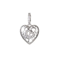 White Gold plated Micro Pave CZ Heart Pendant Charm, Link Heart Micro Pave CZ Pendant Charm, White Gold plated Pendant, For DIY Jewelry I-468 - DLUXCA