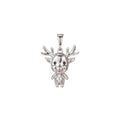 White Gold plated Micro Pave CZ ReinDeer Pendant Charm, Deer Pendant Charm, White Gold Animal Pendant, For DIY Jewelry I-515 - DLUXCA