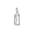 White Gold plated Micro Pave CZ Square Pendant Charm, Micro Pave CZ Pendant Charm, White Gold plated Geometric Pendant, For DIY Jewelry I-385 - DLUXCA
