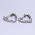 White Gold plated Micro Paved CZ Heart Huggie Earrings | AB1257 - DLUXCA