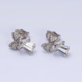 White Gold plated Micro Paved CZ Ribbon Clear Baguette Bell Stud Earrings | AD1454 - DLUXCA