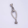 White Gold plated Micro Paved CZ Teardrop Latch Cord Closure Findings | Z817 - DLUXCA