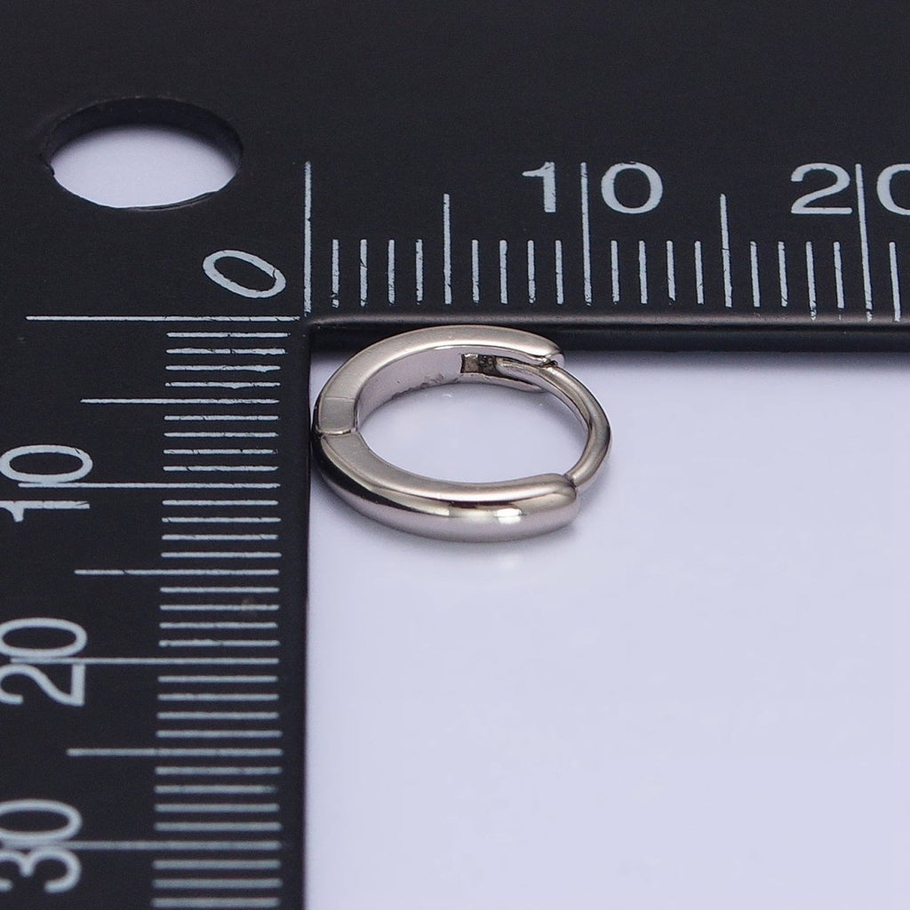 White Gold plated Mini Thin 11mm Cartilage Huggie Earrings | AD1416 - DLUXCA