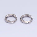 White Gold plated Mini Thin 11mm Cartilage Huggie Earrings | AD1416 - DLUXCA